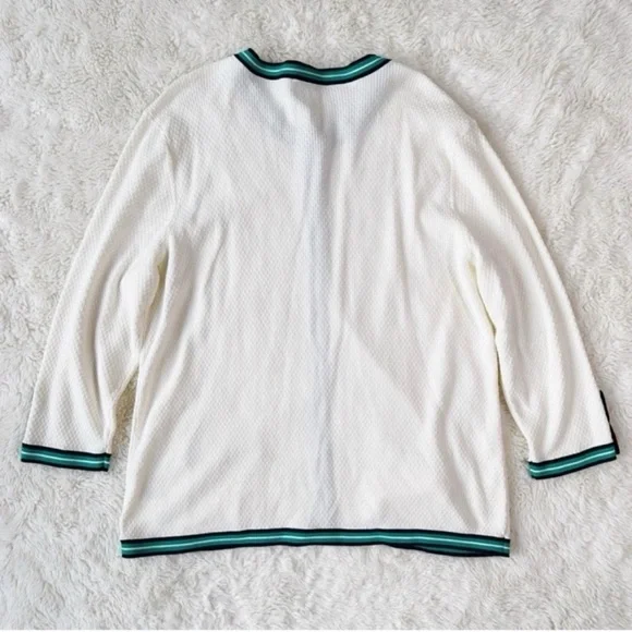 Talbots Woman Cream Knit Pearl Button Front Cardigan Sweater XL Coquette Classic - Picture 3 of 6